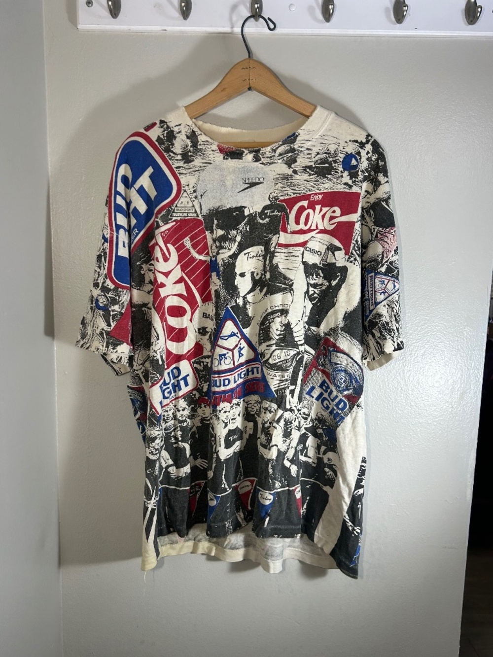 Vtg Bud Light Coca Cola Triathlon Series T Shirt 1992 Chicago All Over Print XL